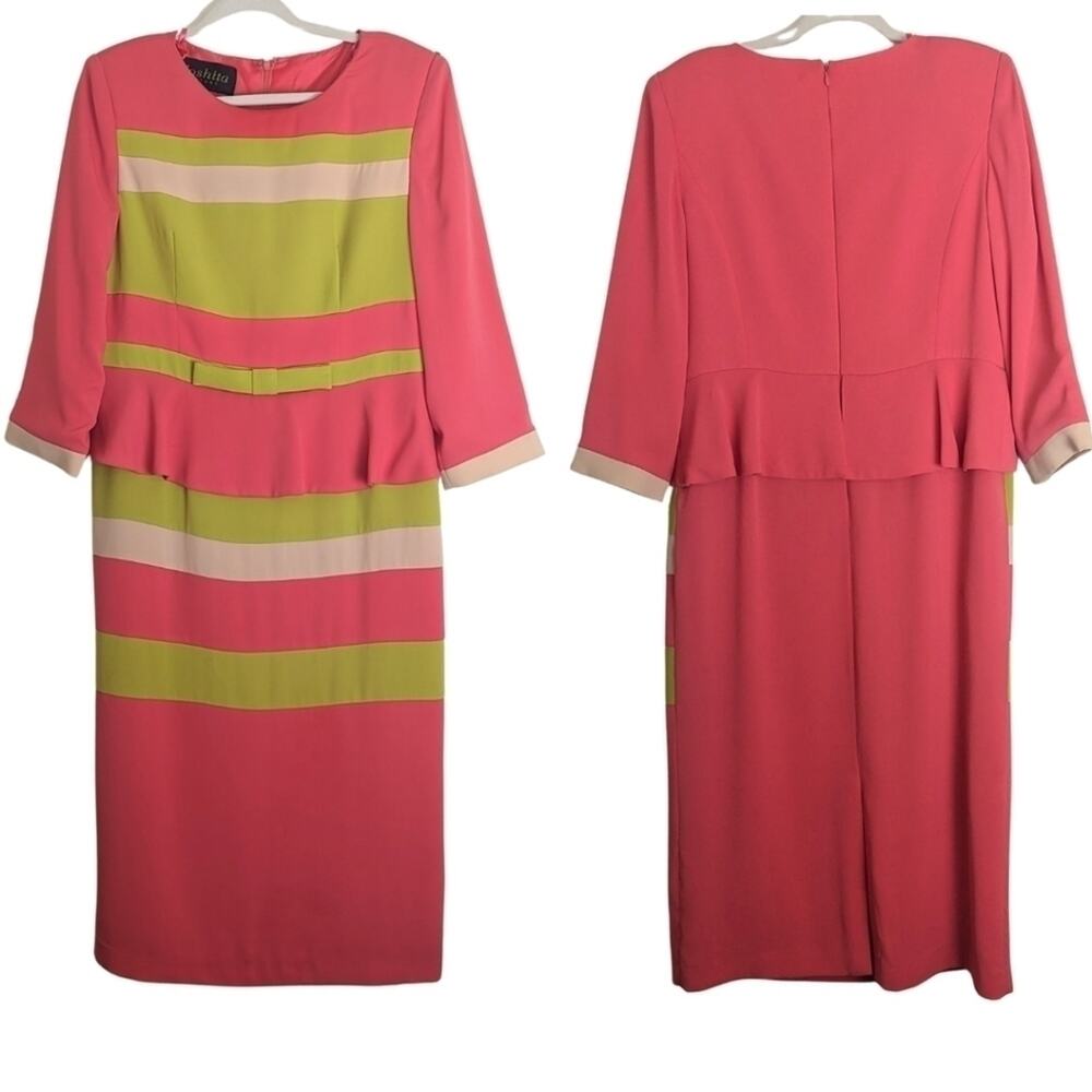 Vintage Retro Moshita Couture Maxi Pupleum Color Block Dress Size 10